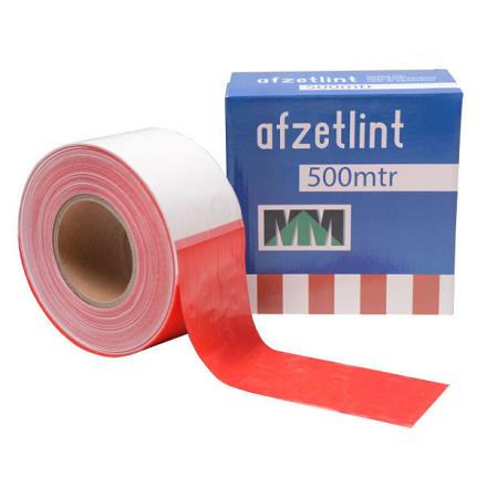 Afzetlint rood/wit -MM- 8cm 500m.