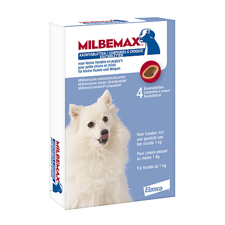 Milbemax kauwtablet kleine hond/puppy<br>> 1 kg 4 st