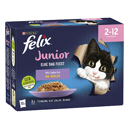 Felix Elke Dag Feest Mix Selectie in gelei Junior 12 x 85 gr